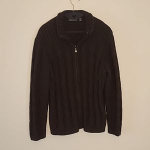 Amber Sun Brown Cable Knit Zip Cardigan